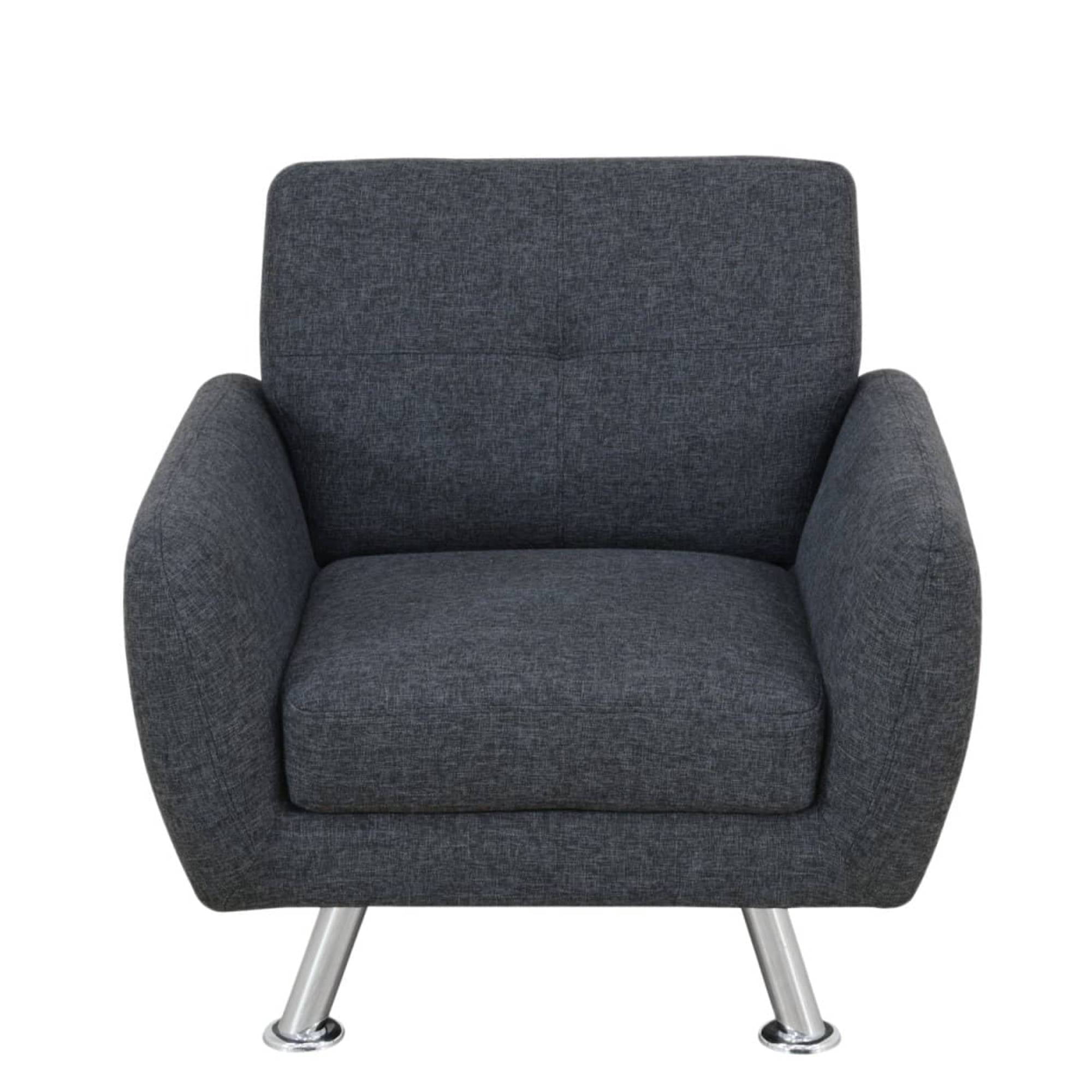 Mid Century Modern Sofa Couch Single Couches Chair with Metal Leg for Living Room Furniture, Black Grey