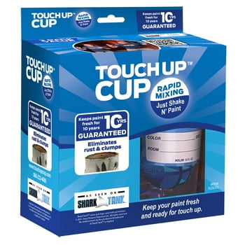 Touch Up Cup Two Pack Paint Storage Solution Recycled Plastic Blue Lid, sticker labels