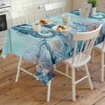 thumbnail image 4 of Coastal Seahorse Blue Rectangle Tablecloth, Summer Beach Nautical Coral Starfish Waterproof & StainResistant Tablecloth, Washable Oil-proof Table Cover for Dining/Party/Wedding/Buffet 54x108 In, 4 of 9