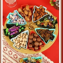Hometravel 8-Piece Christmas Tree Snack Set, Dry Fruit and Nut Serving Tray with Stand, Festive Holiday Dessert Platter for Parties, Gatherings, Events