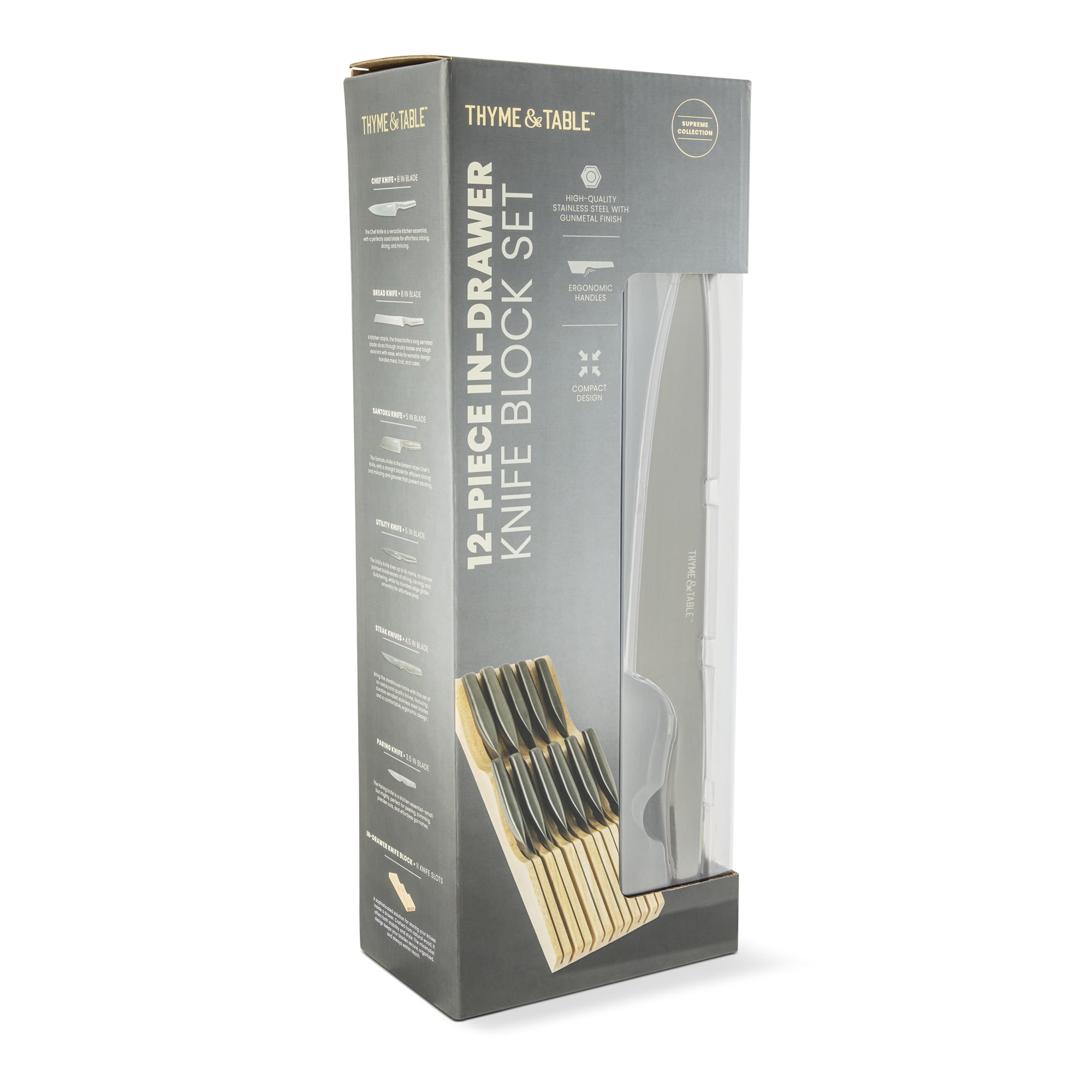 Thyme & Table 12-Piece In-Drawer Knife Block Set