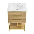 thumbnail image 4 of Carre 24 in. White Oak Bathroom Vanity With White, 3-Hole Ceramic Sink Top, 4 of 9