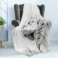 thumbnail image 4 of Dragon Soft Flannel Fleece Throw Blanket, Sketch of a Medieval Character Mythological Creature Abstract Design, Cozy Plush for Indoor and Outdoor Use, 60" x 80", Pale Grey White, by Ambesonne, 4 of 5