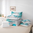 thumbnail image 6 of Homewish Boys Girls Teal Flowers Bedding Comforter Set 7pcs,Abstract Vintage Queen Bedding Sets Super Cozy,Spring Garden Queen Sheet Sets,Microfiber Bedroom Decor,Reversible, 6 of 8