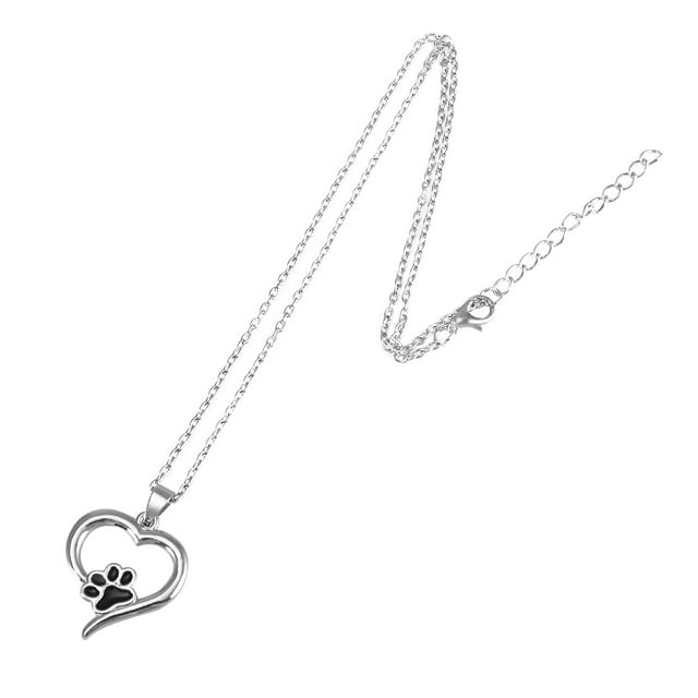BRIGHTFUFU 1Set Pet Heart Pendant Dog Necklace 4.9Inch