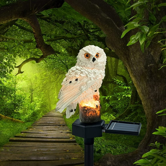 Garden Solar Lights, Outdoor Decorative Resin Owl Solar LED Lights with Stake
