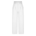 thumbnail image 3 of qILAKOG Wide Leg Pants for Women High Waisted Business Casual Pants Work Women's Fashion High Waist Wide Leg Pants Solid Color Versatile Casual Suit Pants White S, 3 of 5