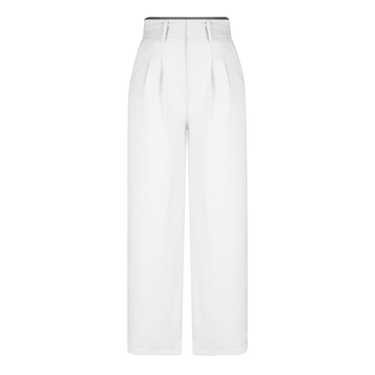 YWDJ Palazzo Pants for Women Dressy Petite High Waist High Rise Wide Leg  Trendy Casual Long Pant Fashion Pants Solid Color Versatile Suit Pants for  Everyday Wear Work Casual Event 39-White S 