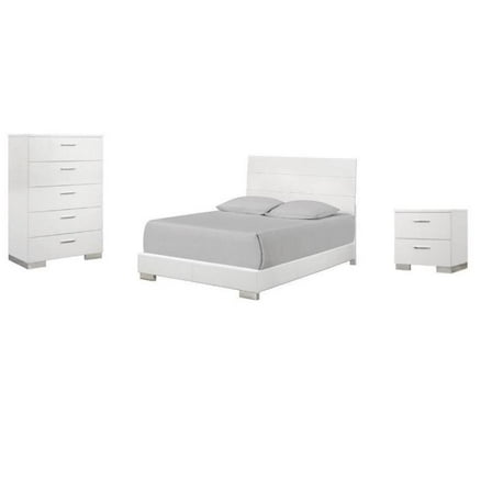 Home Square White 3 Piece Panel Bedroom Set