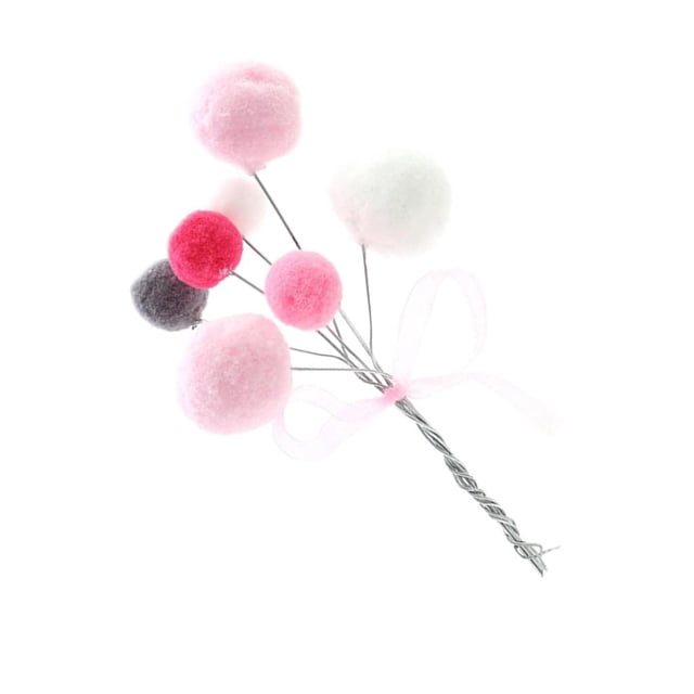 Pompon Ball Cake Topper Decoraciones para fiesta de cumpleaños para adultos, niños, niños y niñas Rosado Macarena Bola Bouquet Cake topper