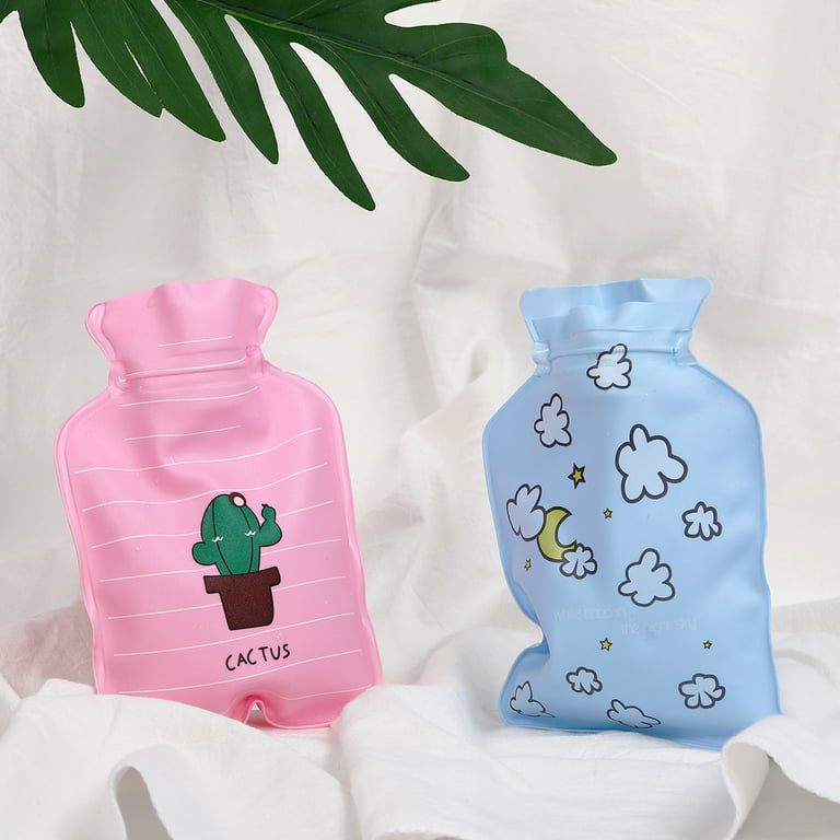 2 Pcs Hot Water Bottle, Hot Water Bag Classic Plastic Cute Hot Water Bottle  for Kids Adults