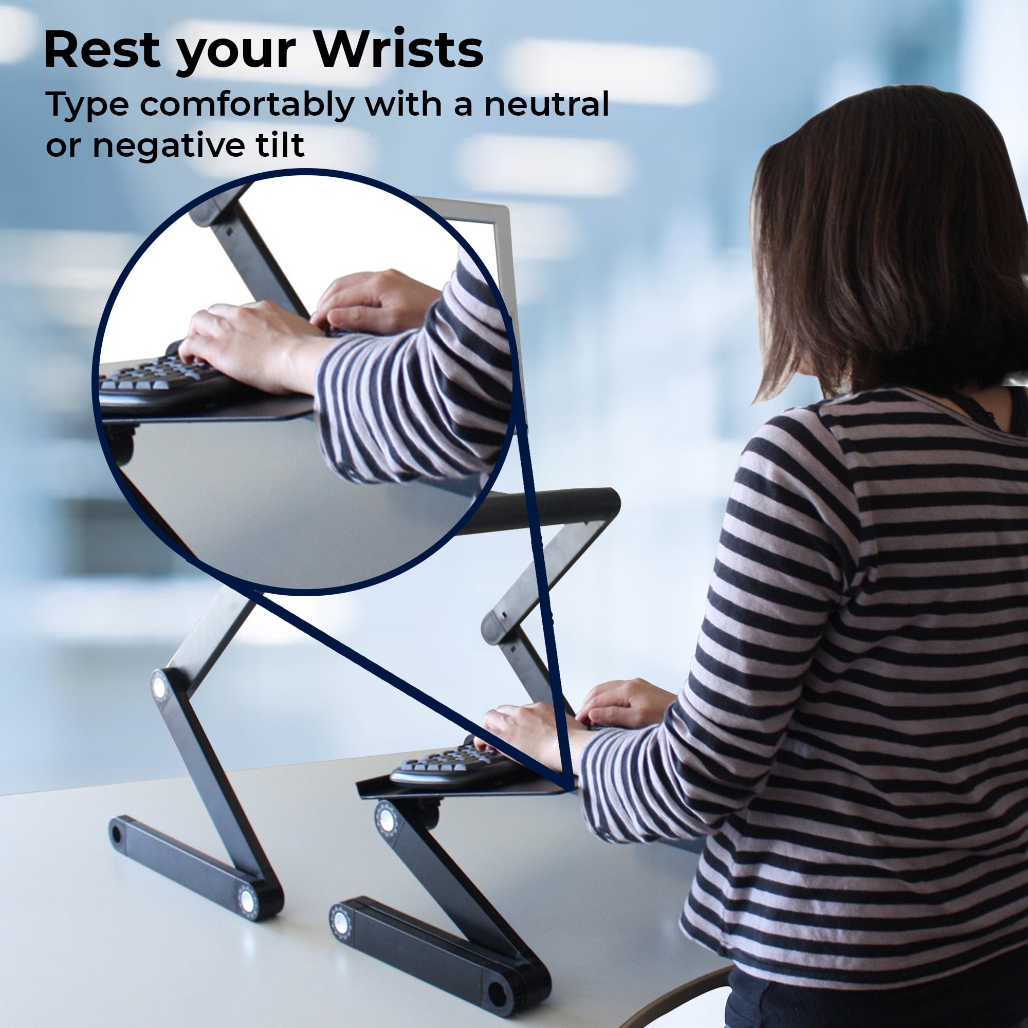 Adjustable Standing Desk Converter – Dual Aluminum Laptop & Keyboard Riser with Independent Height and Tilt