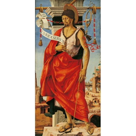 Griffoni Polyptych St John The Baptist Canvas Art - (18 x 24)