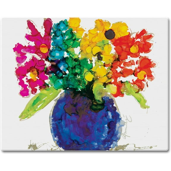 CounterArt Lovitude Flowers Decorative 3mm Heat Tolerant Tempered Glass Cutting Board 15" x 12" Made in the USA Dishwasher SafeA
