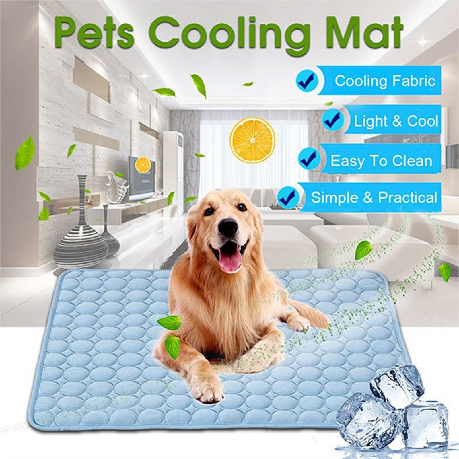 Pet Cooling Mat Dog Summer Cooling Pad Ice Silk Pet Bed Breathable Cat Nest Cat Blanket for Dogs Accessories Cat Supplies (Blue,L)