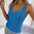 thumbnail image 5 of Mrat Camisole Tops Women's Solid Color V-Neck Shirt with Exposed Button Button Tops Racer Back Tank Tops Womens S-425 Blue L, 5 of 8