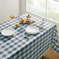 thumbnail image 2 of Checkered Tablecloth Rectangle, Outdoor Linen Cotton Gingham Table Cloth with Tassel, Heavy Duty Wrinkle Free Buffalo Plaid Table Cover for Kitchen Dining Home Party - 55 x 70 Inch, Navy, 2 of 12