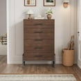 thumbnail image 3 of Commode Haute à 5 Tiroirs 50,5 Po, Coffre Autoportant en Bois avec Tiroirs Profonds pour Chambre, Salon, Entrée, Brun, 3 of 7