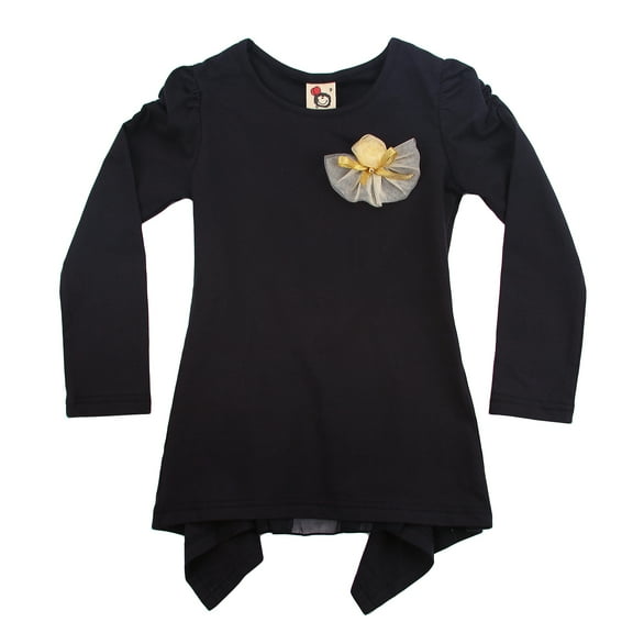 Richie House Girls' Peach Tunic Shirt with Ruffle RH0306