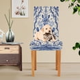 thumbnail image 5 of Chair Cover 2 Pack Removable Dining Chair Protectors Washable Chair Slipcovers Seat for Home Wedding Decor Blue and White Porcelain-style, 5 of 6