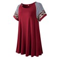 thumbnail image 3 of LARACE Womens Plus Size Casual Tops Crewneck Short Sleeve Shirt Floral Blouses Tunic Tops WineRed_4X, 3 of 6