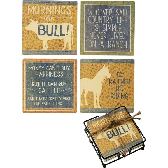 "I'd Rather Be Riding" - Ranch Style Coaster Set
