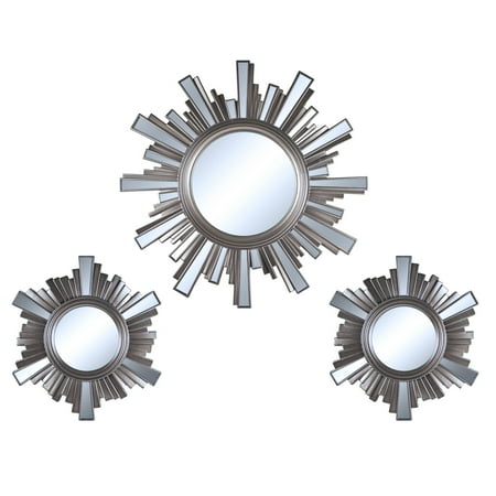 Crystal Art Gallery Discontinued 3 Piece Deco Sunburst Wall Mirrors Set
