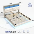 thumbnail image 3 of Cocosity Floating Upholstered Bed Frame King Size with Ergonomic & Adjustable Storage Headboard, Begie, 3 of 9