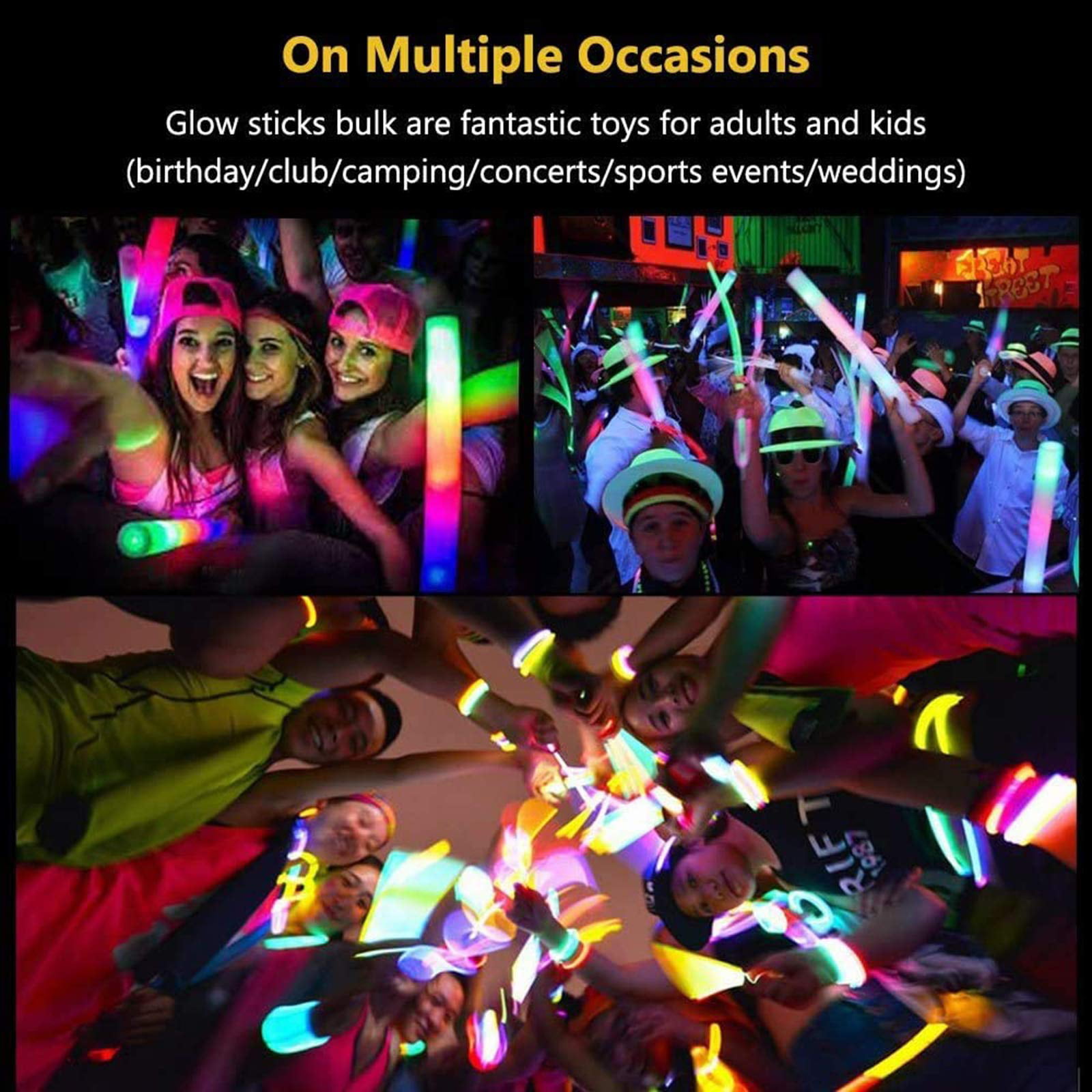 Gazdag 20 Pcs Foam Glow Sticks BULK,3 Modes Flashing LED Light Sticks Glow in The Dark Party Supplies Light Up Toys for Parties,Weddings,Concerts