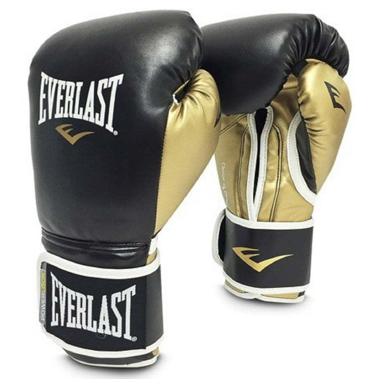 Everlast 14 oz Men's Powerlock Hook/Loop Gloves, Black-Gold Everlast 14 oz Men's Powerlock Hook/Loop Gloves, Black-Gold