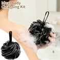thumbnail image 5 of Shower Loofah Bath Sponge 60g/Piece, Exfoliating Bath Sponge Body Scrubber - Bath Pouf Balls Set of 4 Black, 5 of 6