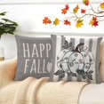 thumbnail image 6 of Happy Fall White Pumpkin Decorative Throw Pillow Covers 20 x 20 Set of 4, Autumn Gray Leaves Polka Dots Stripes Porch Patio Outdoor Pillowcase Buffalo Plaid Farmhouse Cushion Case Home Decor, 6 of 6