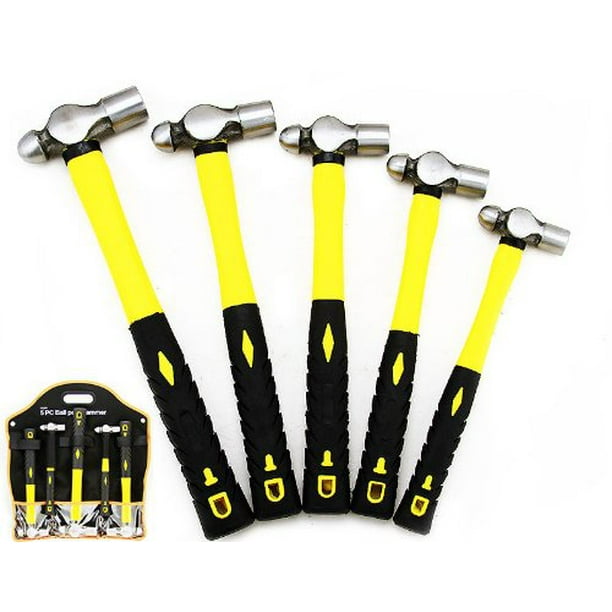 5 Pc Mechanic`s Ball Pein Peen Hammer W/handles New Unbreakable Hd