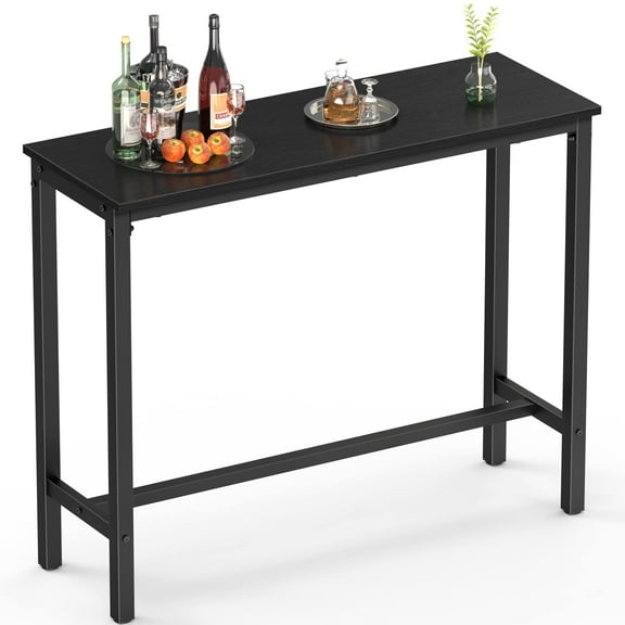 Mr IRONSTONE Bar Table, 39" Pub Table High Top Table Rectangular Bar Height Table Sofa Console Table Dining Coffee Table, for Narrow Space, Living Room, Sturdy Metal Frame, Black