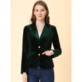 thumbnail image 2 of Chaqueta De Terciopelo De Oficina Frontal Con Botón De Solapa Con Muesca Vintage Para Mujer Verde oscuro L, 2 of 6