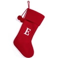 thumbnail image 3 of Knitted Embroidered Christmas Stockings with Large Letters Gift Bag Red Striped Candy Boots Festive Tree Decoration Socks, E, 3 of 3