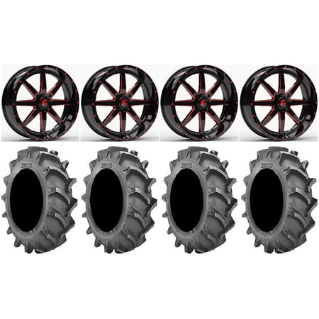 Fuel Maverick Red 18 Wheels 33×8 (6ply) BKT 171 Tires Kawasaki Teryx Mule