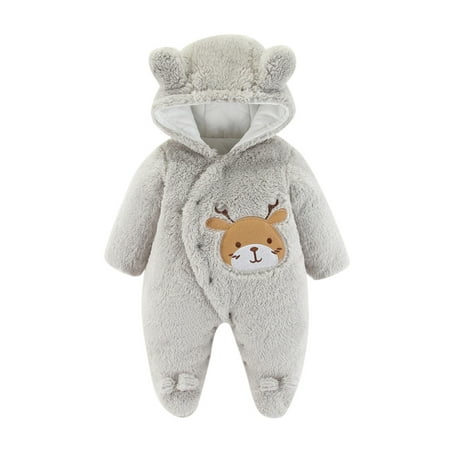 

Fsqjgq Toddler Rompers Baby Boys Girls Cartoon Animals Long Sleeve Cute Bear Ears Hooded Romper Jumpsuit Outfit Clothes Coat 17 Month Old Boy Clothes Polyester Grey 66