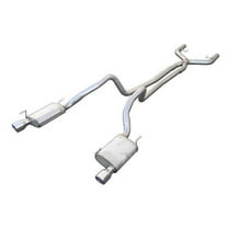 SFM68 409 Stainless Steel X-Pipe True Dual Cat-Back Exhaust System with Split Rear Exit for 2005-2010 V6 Mustang Cb W-X