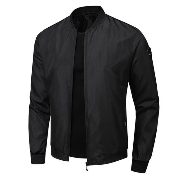 Razzly Men Casual Autumn And Winter Coat Jacket Long Sleeve Pockets Coat Top Jacket Zipper Print Coat With Pockets Rein Coat Big Tall Jackets for Men Big And Tall Coats for Men Flannel(Black,L)