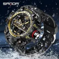 thumbnail image 3 of Reloj Sanda-3133 Impermeable Casual Correa Militar Color Negro/Dorado, 3 of 7