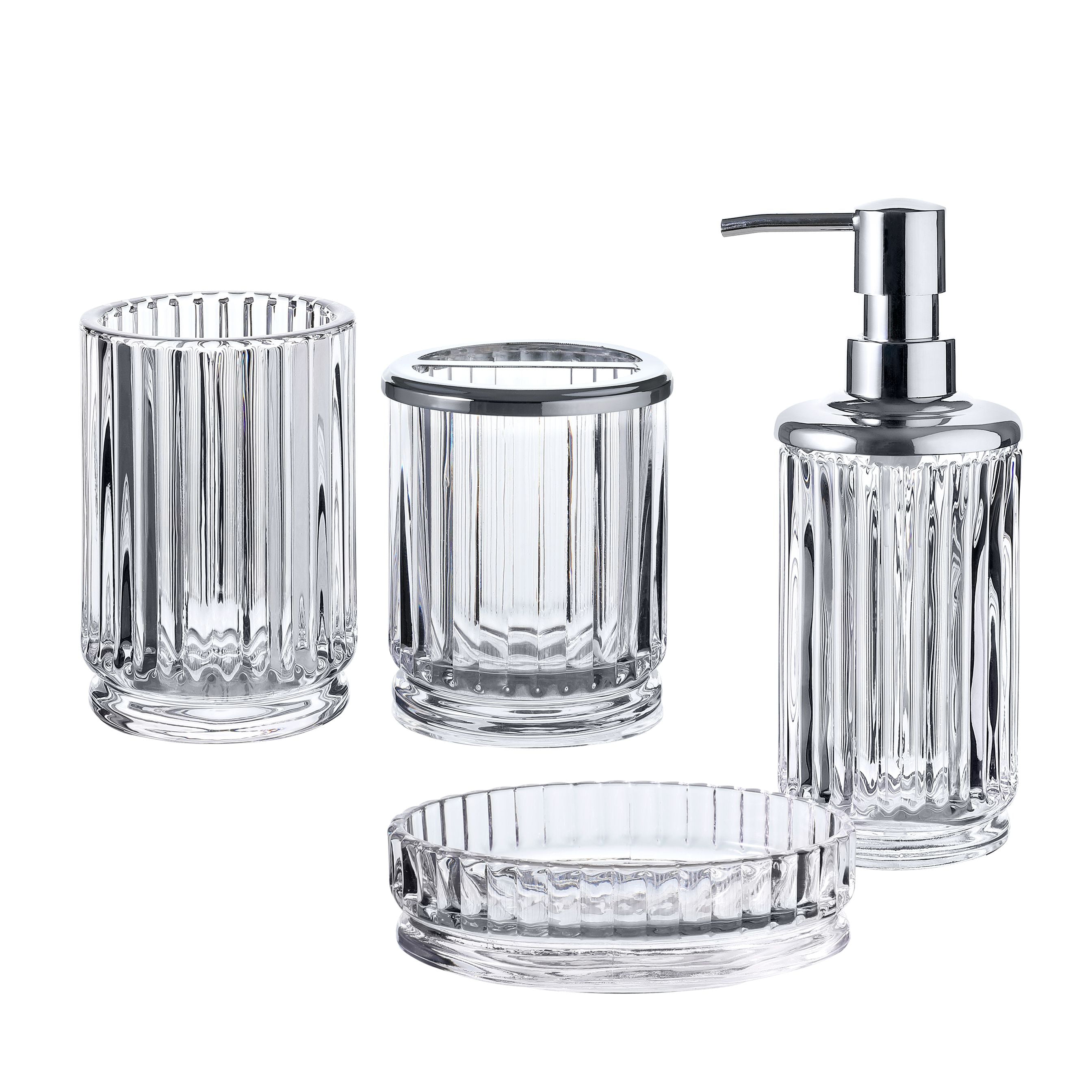 4 Piece Bath Accessory Sets With Gold Soap Dispenser Tumbler And Ring Tray Mosaic Bathroom Accessories Set Toothbrush Holder