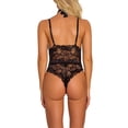 thumbnail image 4 of Lencería sexy de encaje de malla para mujer Ropa interior en V profunda Body Ropa de dormir, Negro, M Eigraketly XX000104-04, 4 of 7