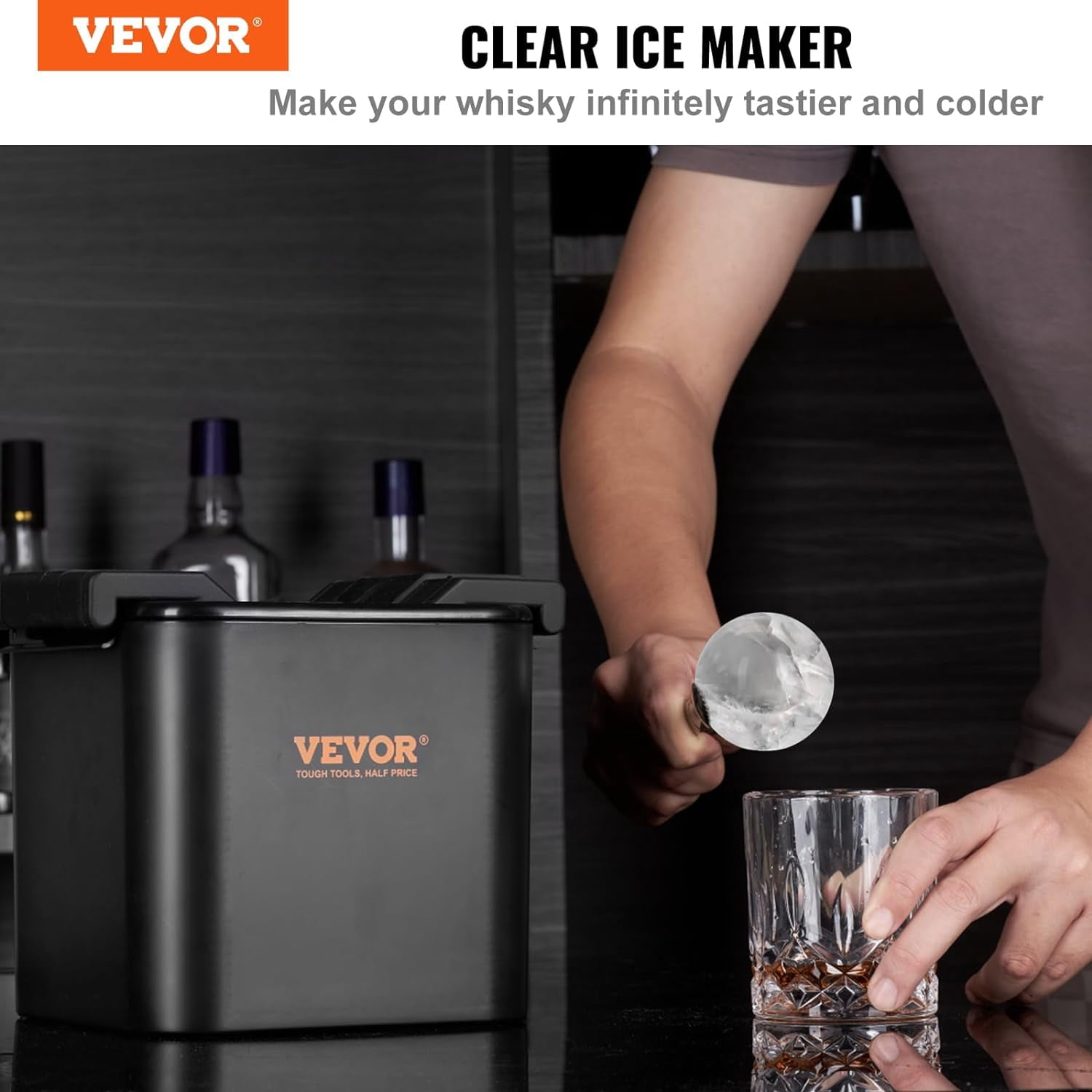 Ice Ball Maker, 2 Cavity Crystal Clear Ice Ball Maker 2.36inch Ice Sphere Maker with Storage Bag and Ice Clamp, Round Clear Ice Cube Sphere Tray for Whiskey Scotch Cocktail Brandy Bourbon