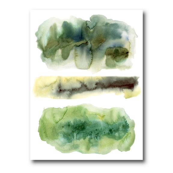 Designart ' Golden Green Abstract Clouds III ' Modern Canvas Wall Art Print