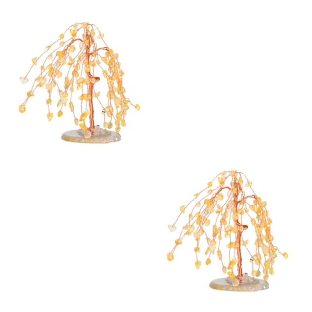 Wweixi 1/2/3/5 Exquisite Crafted Gemstone Tree Ornament - Symbol Of Luck And Prosperity Yellow 2PCS
