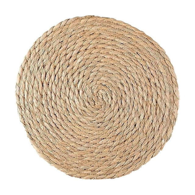 SLYNSHome Round Woven Placemats,Non Slip Heat Resistant Natural Straw Place Mats Table Mats for Dining Table