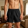 thumbnail image 2 of VBTAPA Men's Plaid Pajama Shorts Baggy Casual Boxers Shorts Daily Pj Sleep Bottoms Comfy Homewear Boxers Black XL, 2 of 7
