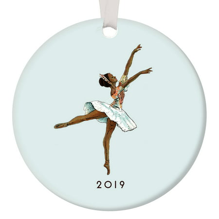 Dark Skin Ballerina Ornament 2019, Black Nutcracker Ballet Sugarplum Fairy Porcelain, African American Ballerina 3