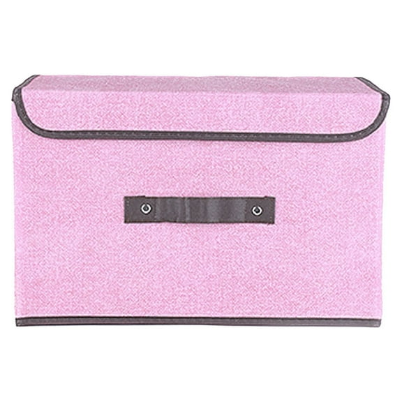 Storage Bin with Lid, Storage Boxes with Handles, Board Decorative, Foldable Lidded Cubes Baskets, Closet Organizer Container(Pink)